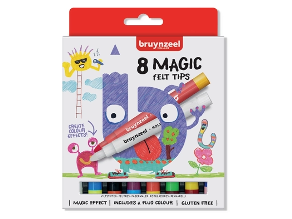 Een Viltstift Bruynzeel Kids Magic Points blister à 8 stuks assorti koop je bij VHK Kantoorartikelen