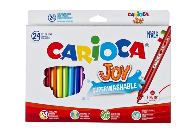 Een Viltstift Carioca Joy assorti set à 24 stuks koop je bij VHK Kantoorartikelen