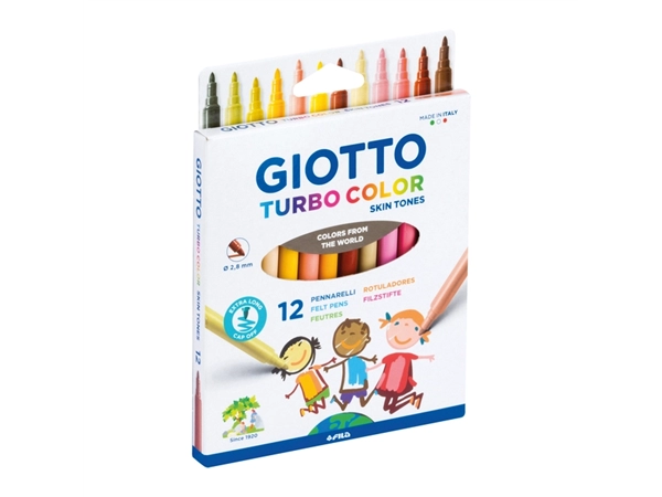 Een Viltstift Giotto Turbo Color skin tones 12 stuks koop je bij VHK Kantoorartikelen