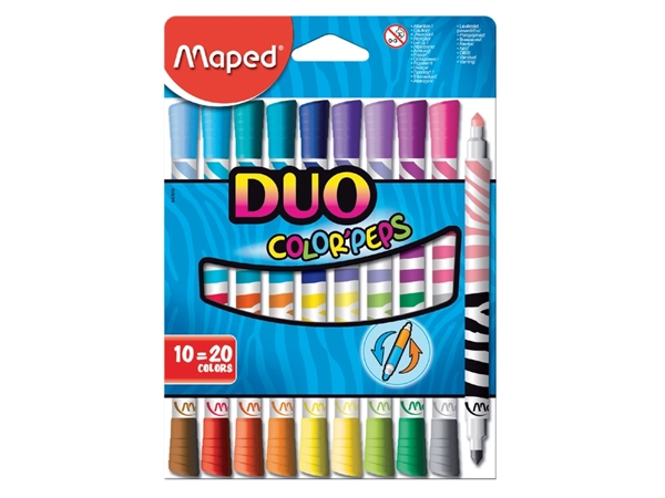 Een Viltstift Maped Color'Peps Duo Colors set á 10 stuks assorti koop je bij VHK Kantoorartikelen