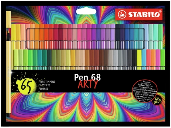 Een Viltstift STABILO Pen 68 Arty medium assorti set à 65 stuks koop je bij VHK Kantoorartikelen