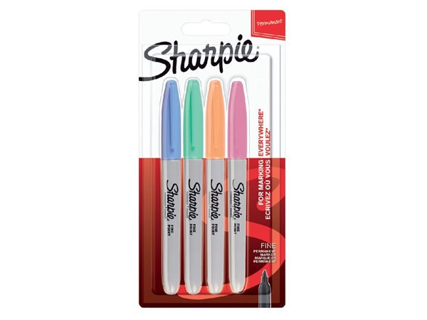 Een Viltstift Sharpie rond fine pastel assorti blister à 4 stuks koop je bij VHK Kantoorartikelen