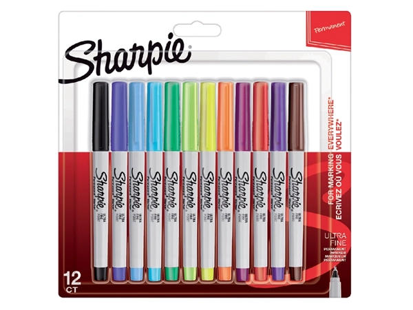 Een Viltstift Sharpie rond ultra fine fun assorti blister à 12 stuks koop je bij VHK Kantoorartikelen