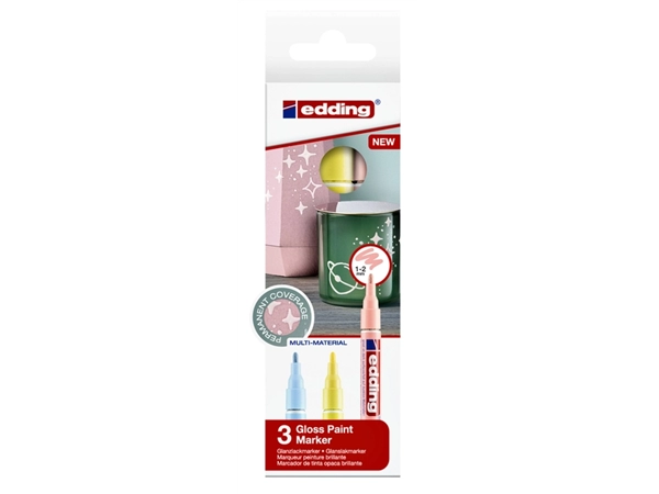 Een Viltstift edding 751 lakmarker rond 1-2mm pastel assorti set à 3 stuks koop je bij VHK Kantoorartikelen