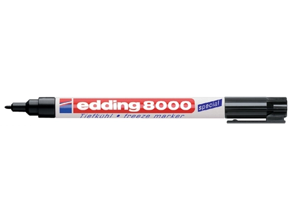 Een Viltstift edding 8000 diepvries rond 1mm zwart koop je bij VHK Kantoorartikelen