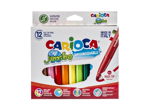 Een Viltstifte Carioca Jumbo maxi assorti set à 12 stuks koop je bij VHK Kantoorartikelen