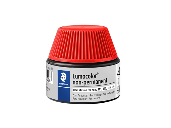 Een Viltstiftvulling Staedtler Lumocolor non-permanent 15ml rood koop je bij VHK Kantoorartikelen