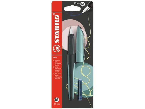 Een Vulpen STABILO Flow medium pastel turquoise blister à 1 stuk koop je bij VHK Kantoorartikelen