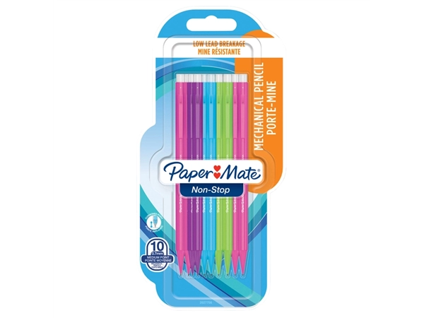 Een Vulpotlood Paper Mate non stop 0.7mm HB assorti blister à 10 stuks koop je bij VHK Kantoorartikelen