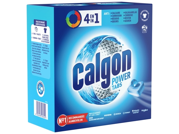 Een Wasmachine reinigingstabletten Calgon 4in1 75 tabs koop je bij VHK Kantoorartikelen