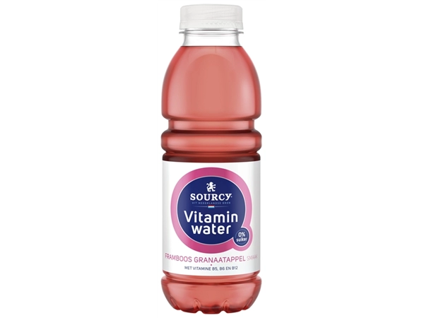 Een Water Sourcy vitamin framboos/granaatap fles 500ml koop je bij VHK Kantoorartikelen