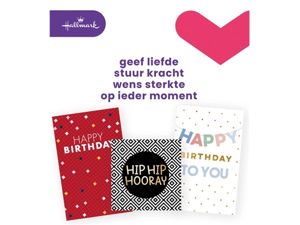 Een Wenskaart Hallmark navulset verjaardag Engels 6 kaarten koop je bij VHK Kantoorartikelen