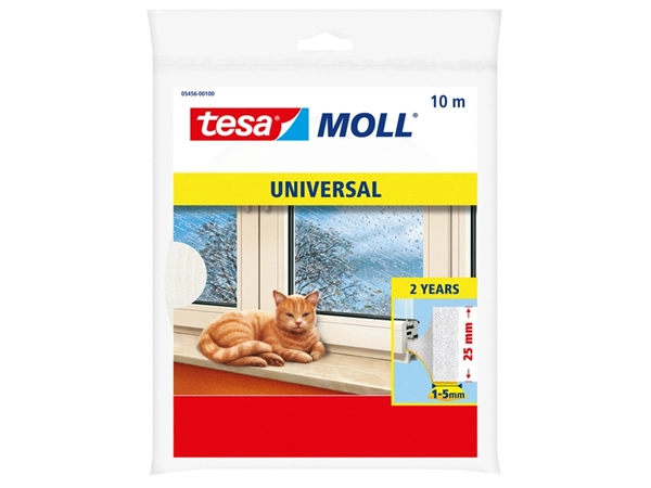 Een tochtstrip tesamoll® Universal schuimprofiel zelfklevend 10mx25mm wit koop je bij VHK Kantoorartikelen