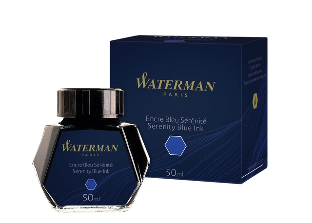 Een Vulpeninkt Waterman 50ml sereen blauw koop je bij VHK Kantoorartikelen