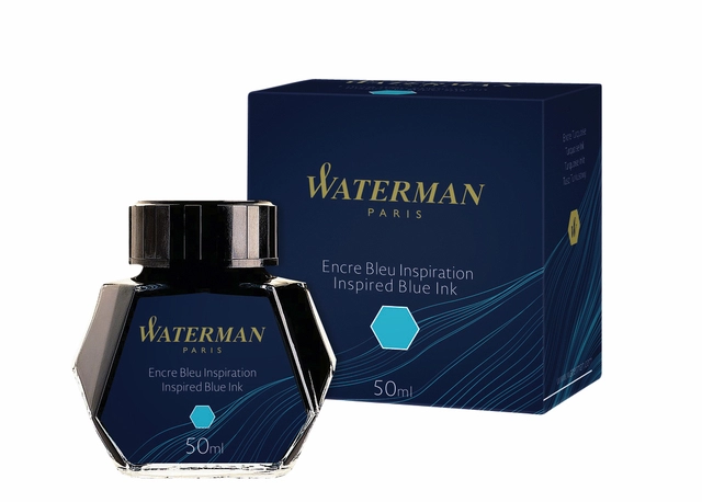 Een Vulpeninkt Waterman 50ml inspirerend blauw koop je bij VHK Kantoorartikelen