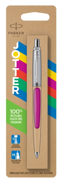 Een Balpen Parker Jotter Original pink CT medium blister à 1 stuk koop je bij VHK Kantoorartikelen