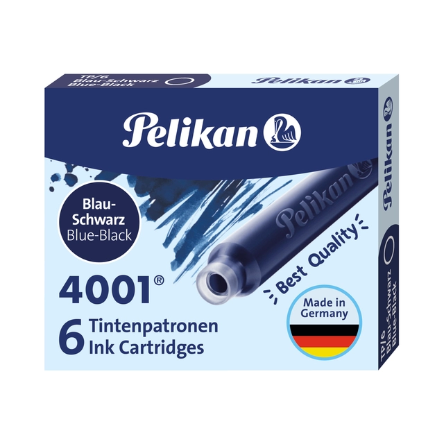 Een Inktpatroon Pelikan 4001 blauw/zwart koop je bij VHK Kantoorartikelen