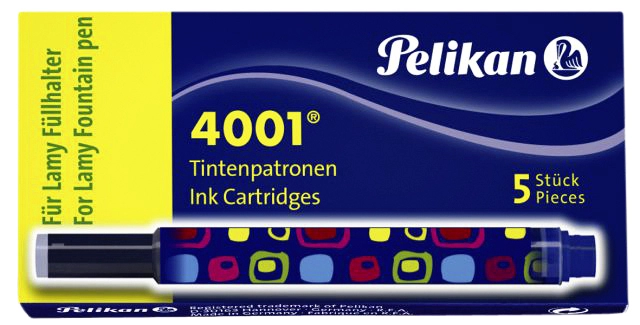 Een Inktpatroon Pelikan 4001 voor Lamy vulpen blauw doosje à 5 stuks koop je bij Hoekmankantoorartikelen.nl