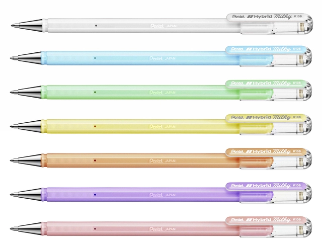 Een Gelschrijver Pentel K108-P fijn pastel wit koop je bij VHK Kantoorartikelen
