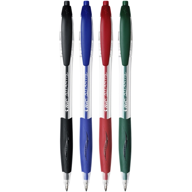 Een Balpen Bic Atlantis classic grip clic medium rood koop je bij VHK Kantoorartikelen