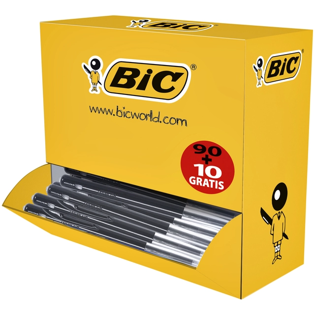 Een Balpen Bic M10 medium zwart doos à 90+10 gratis koop je bij VHK Kantoorartikelen