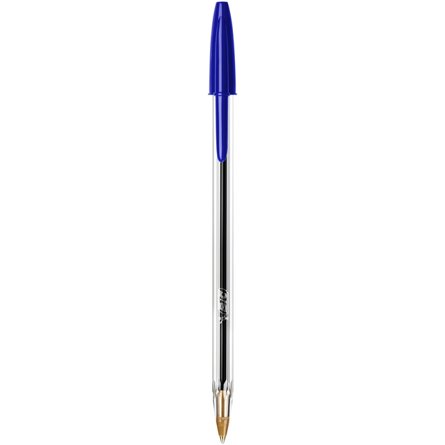 Een Balpen Bic Cristal medium blauw in tubo verpakking koop je bij VHK Kantoorartikelen