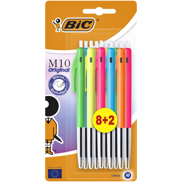 Een Balpen Bic M10 Colors Limited Edition medium assorti 8+2 gratis koop je bij VHK Kantoorartikelen