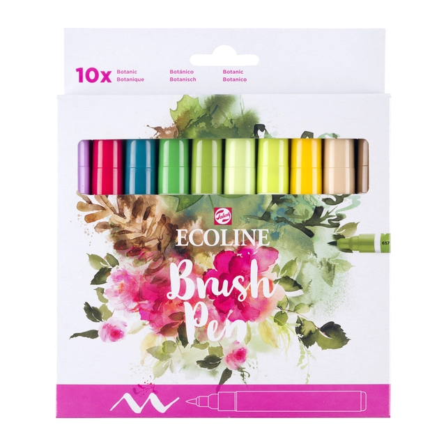 Een Brushpen Talens Ecoline set á 10 stuks botanisch koop je bij Hoekmankantoorartikelen.nl