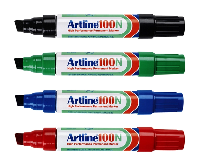 Een Viltstift Artline 100 schuin 7.5-12mm zwart koop je bij VHK Kantoorartikelen