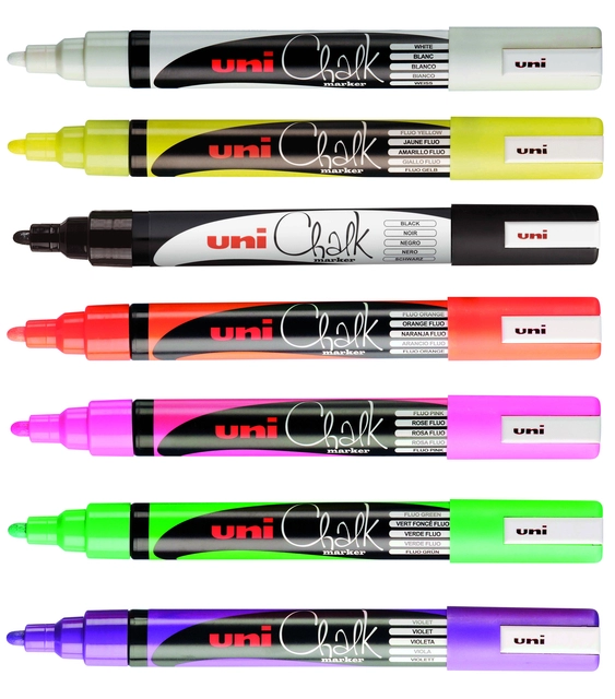 Een Krijtstift Uni-ball chalk rond 1.8-2.5mm fluor geel koop je bij Hoekmankantoorartikelen.nl