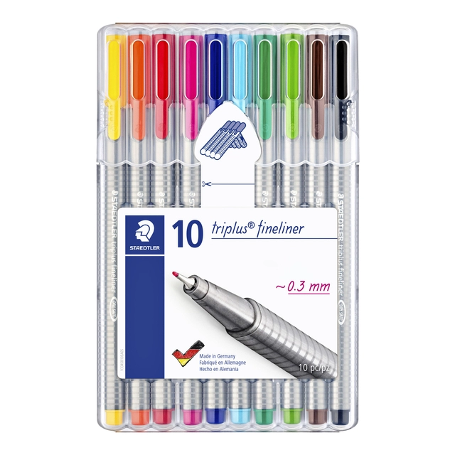 Een Fineliner Staedtler Triplus 334 assorti 0.3mm 10 stuks koop je bij VHK Kantoorartikelen