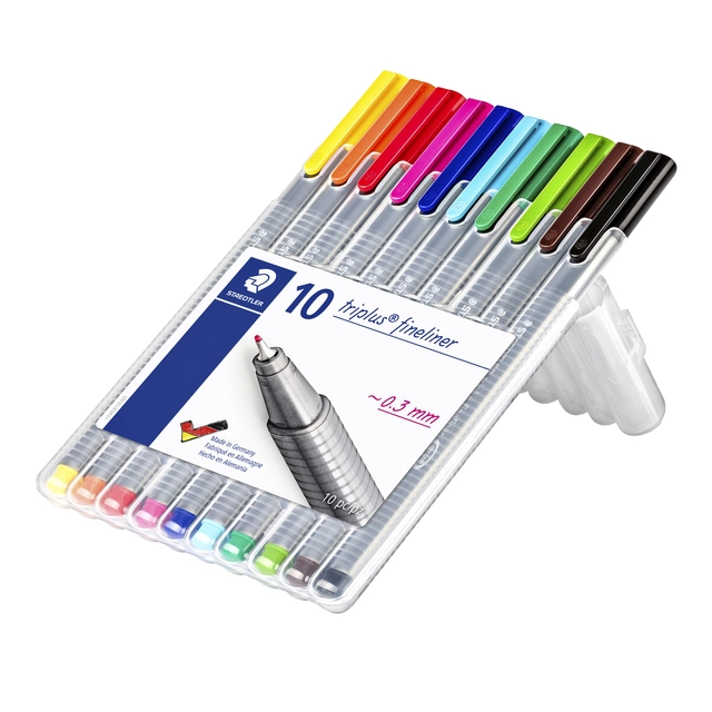 Een Fineliner Staedtler Triplus 334 assorti 0.3mm 10 stuks koop je bij VHK Kantoorartikelen