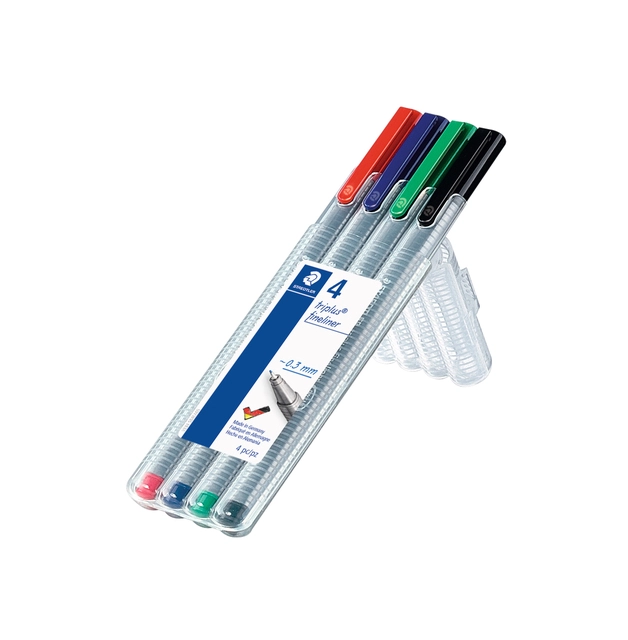 Een Fineliner Staedtler Triplus 334 assorti 0.3mm 4 stuks koop je bij VHK Kantoorartikelen