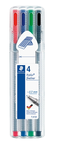 Een Fineliner Staedtler Triplus 334 assorti 0.3mm 4 stuks koop je bij VHK Kantoorartikelen