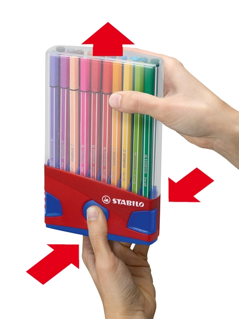 Een Viltstift STABILO Pen 68/20 ColorParade in rood/blauw etui medium assorti etui à 20 stuks koop je bij VHK Kantoorartikelen