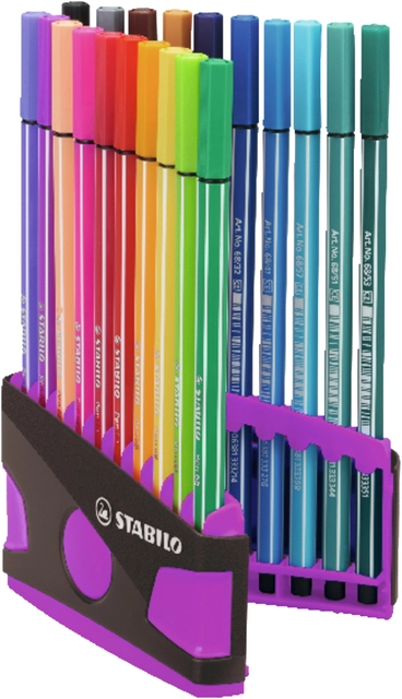 Een Viltstift STABILO Pen 68/20 ColorParade in antraciet/roze etui medium assorti etui à 20 stuks koop je bij VHK Kantoorartikelen