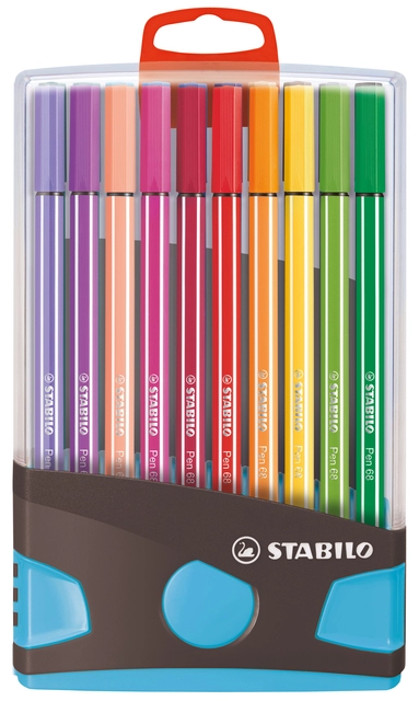 Een Viltstift STABILO Pen 68/20 ColorParade in antraciet/turquoise etui medium assorti etui à 20 stuks koop je bij VHK Kantoorartikelen