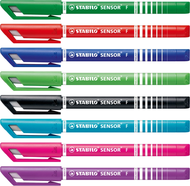 Een Fineliner STABILO Sensor 189/8 fijn assorti etui à 8 stuks koop je bij VHK Kantoorartikelen