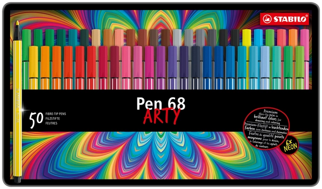 Een Viltstift STABILO Pen 68/50 Arty medium assorti blik à 50 stuks koop je bij VHK Kantoorartikelen