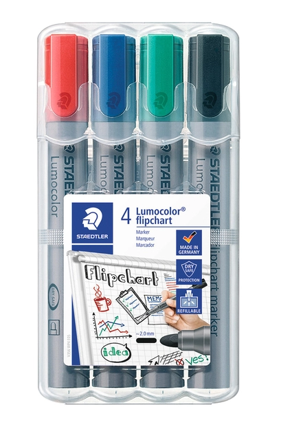 Een Viltstift Staedtler 356 voor flipover rond 2mm 4 stuks assor koop je bij VHK Kantoorartikelen