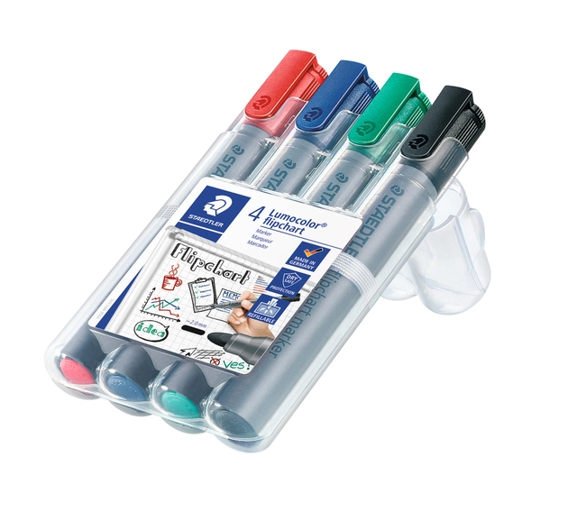 Een Viltstift Staedtler 356 voor flipover rond 2mm 4 stuks assor koop je bij VHK Kantoorartikelen