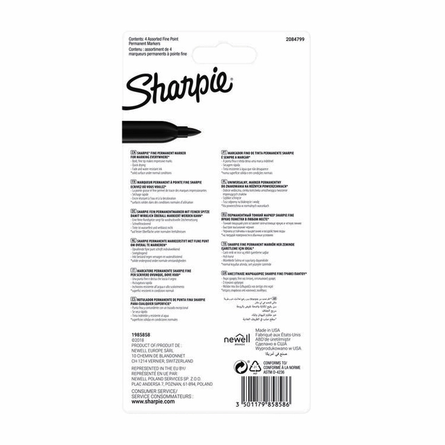 Een Viltstift Sharpie rond fine assorti blister à 4 stuks koop je bij VHK Kantoorartikelen