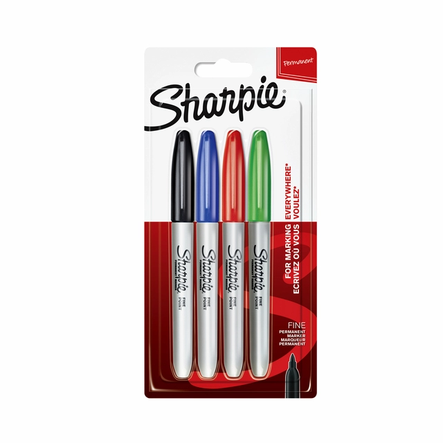 Een Viltstift Sharpie rond fine assorti blister à 4 stuks koop je bij VHK Kantoorartikelen