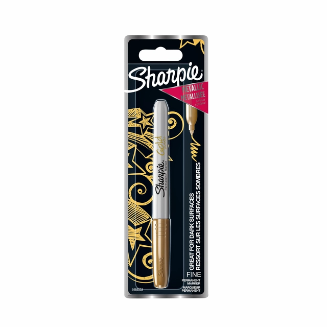 Een Viltstift Sharpie rond fijn metallic goud blister à 1 stuk koop je bij VHK Kantoorartikelen