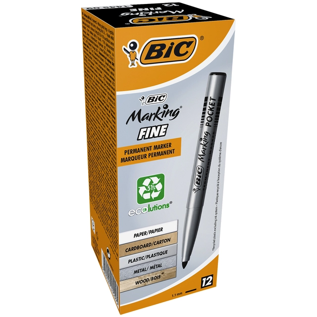 Een Viltstift Bic 1445 ecolutions rond fijn zwart koop je bij VHK Kantoorartikelen