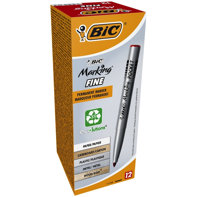 Een Viltstift Bic 1445 ecolutions rond fijn rood koop je bij VHK Kantoorartikelen