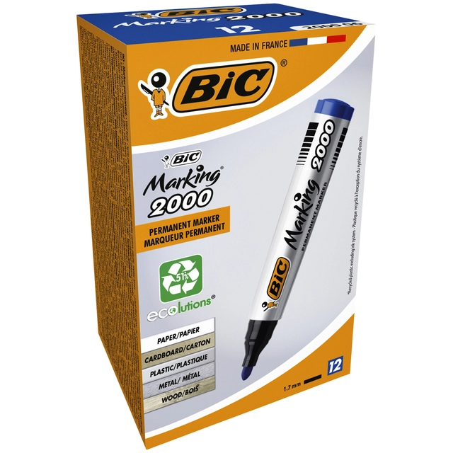 Een Viltstift Bic 2000 ecolutions rond large blauw koop je bij VHK Kantoorartikelen