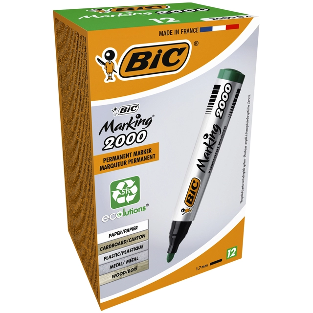 Een Viltstift Bic 2000 ecolutions rond large groen koop je bij VHK Kantoorartikelen