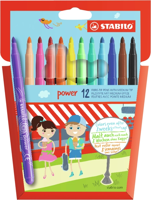 Een Viltstift STABILO power 280/12 assorti etui à 12 stuks koop je bij VHK Kantoorartikelen