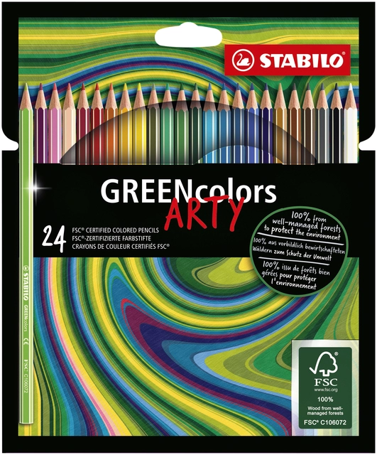 Een Kleurpotloden STABILO 6019 GREENcolors Arty assorti etui à 24 stuks koop je bij Hoekmankantoorartikelen.nl